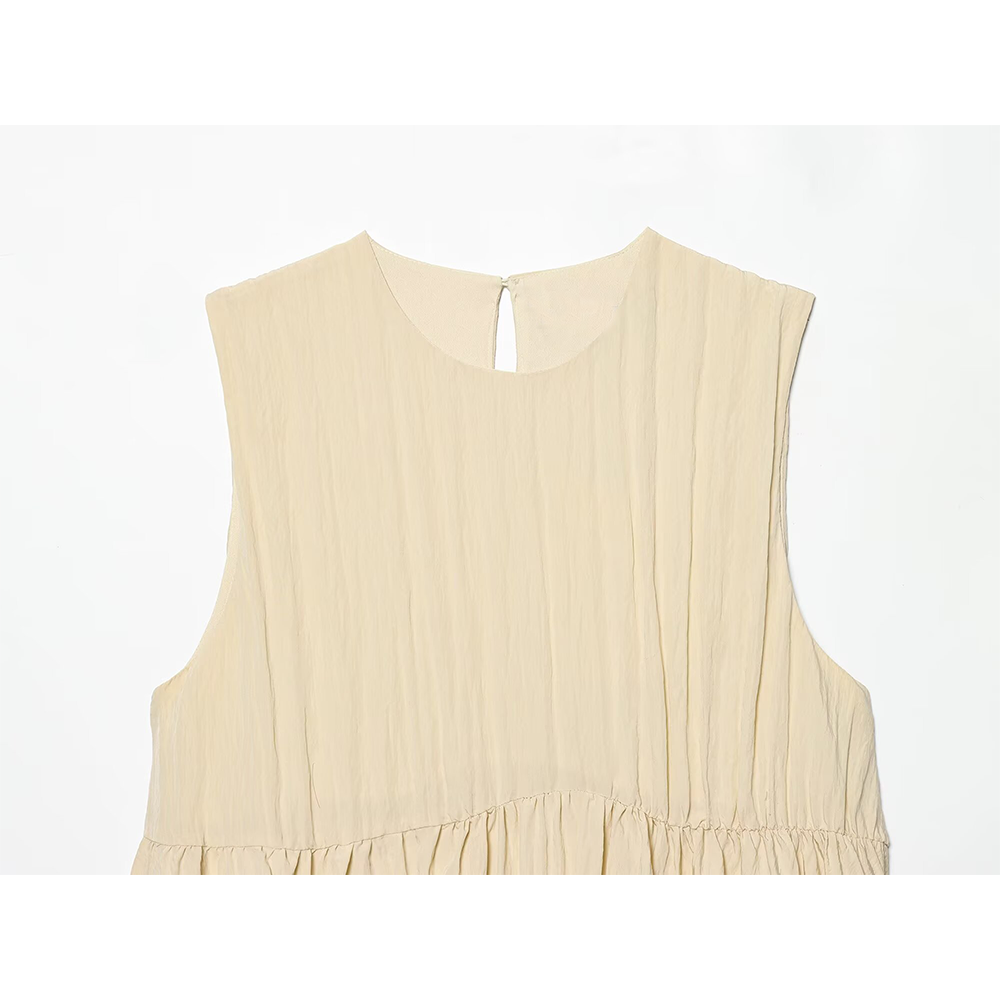 Women's balloon version pleated mini dress