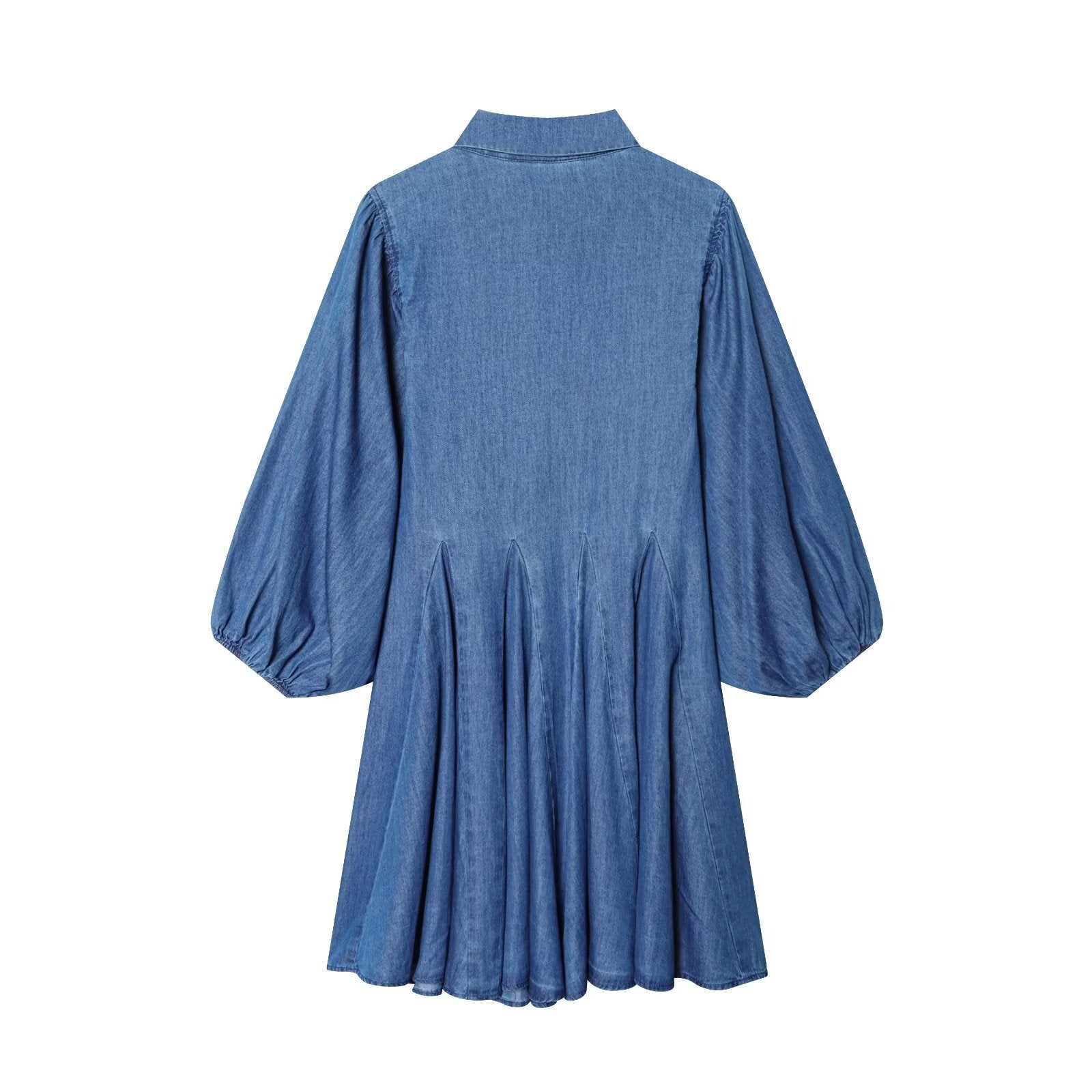 Women's bubble sleeve flared hem dress