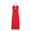 Women's straight pleated halter neck dress