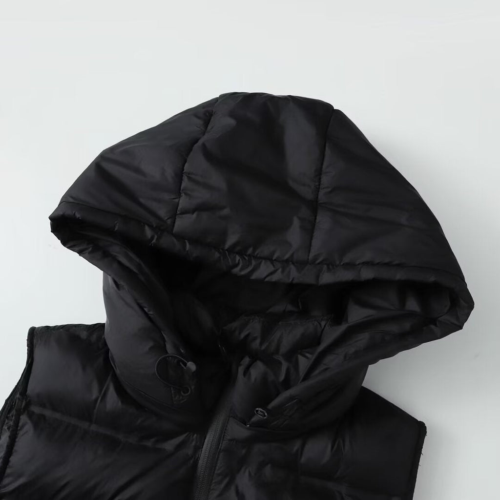 Women's sleeveless contrasting hooded cotton vest