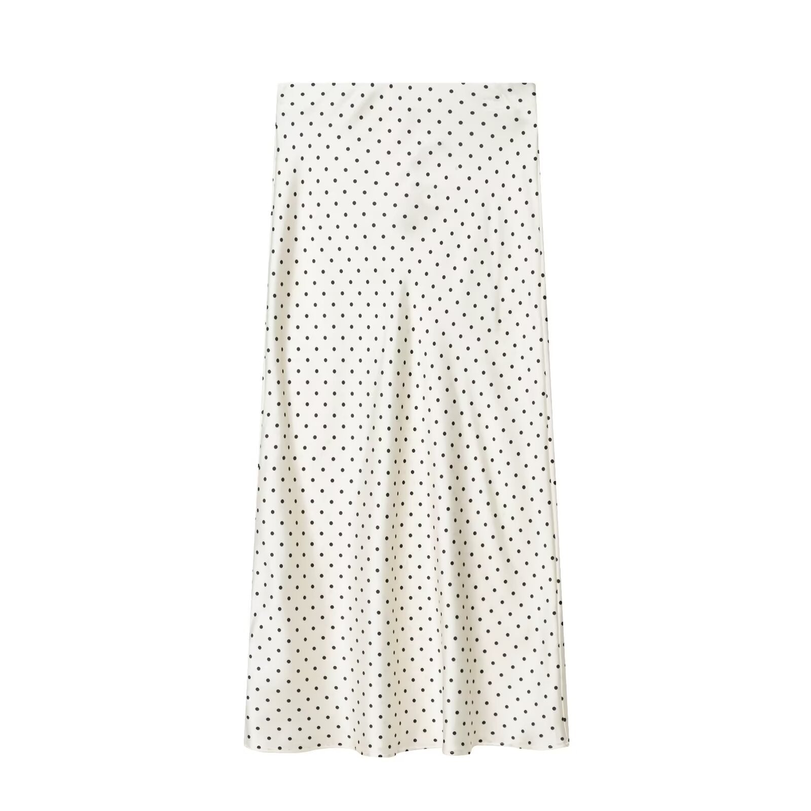 Women's polka dot satin texture MIDI skirt