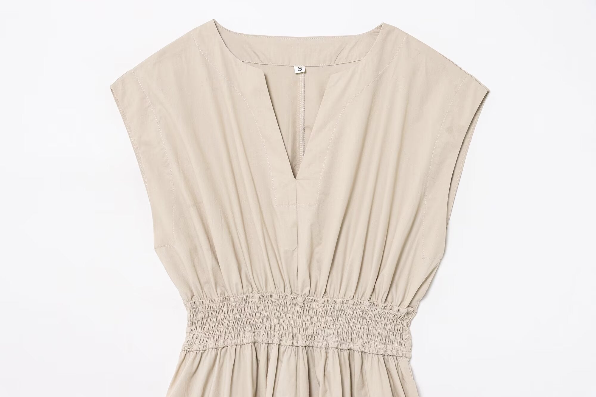 Women's new fashion pleated decoration casual V-neck sleeveless MIDI dress