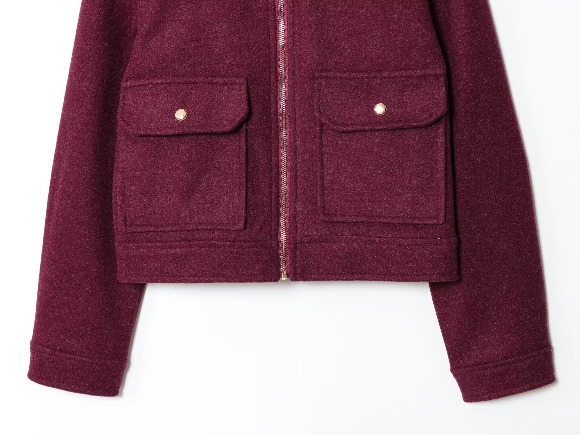 Women's soft textured lapel woolen jacket Coat