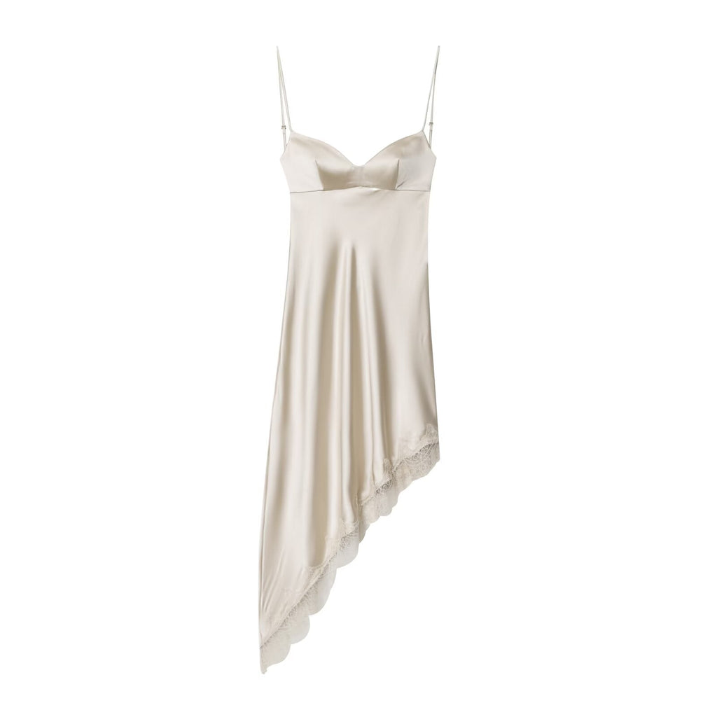 Women's Lace Satin Texture suspender Midi Dress