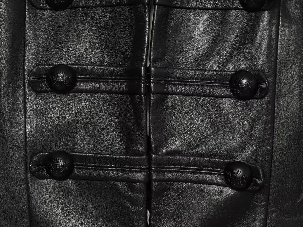Women's short rope knot buckle imitation leather Coat