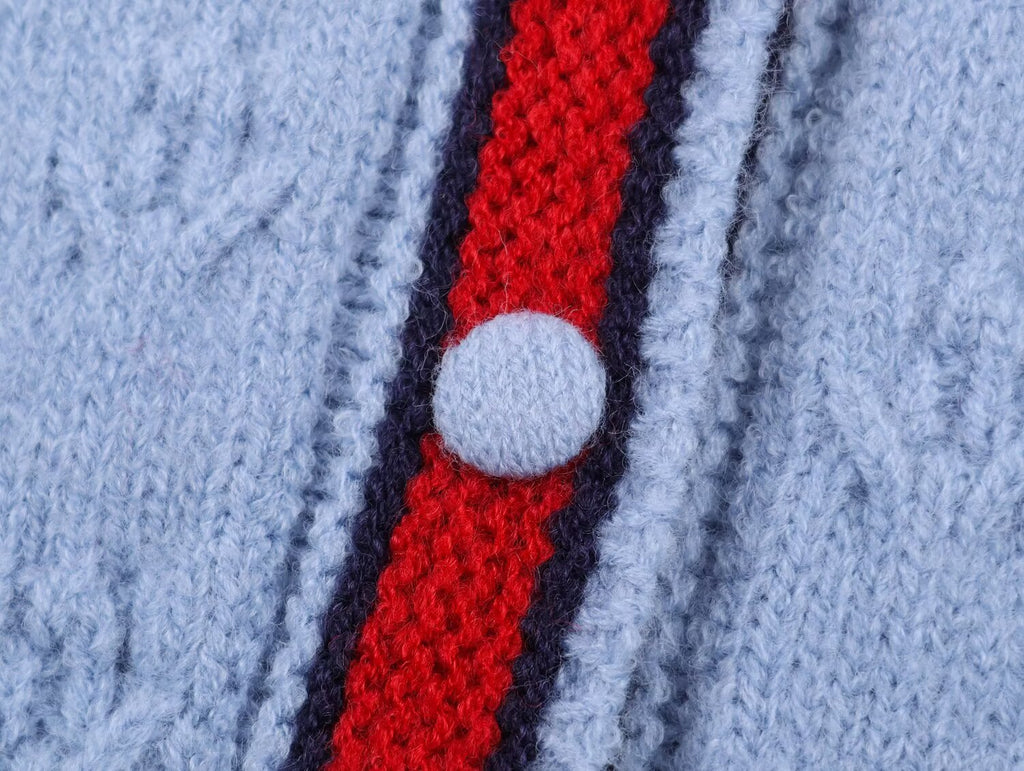 Women's embroidery decorative lace up knitted cardigan