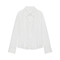 Women's pleated rolled edge sleeve lapel shirt