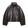 Women's leather effect pleated jacket