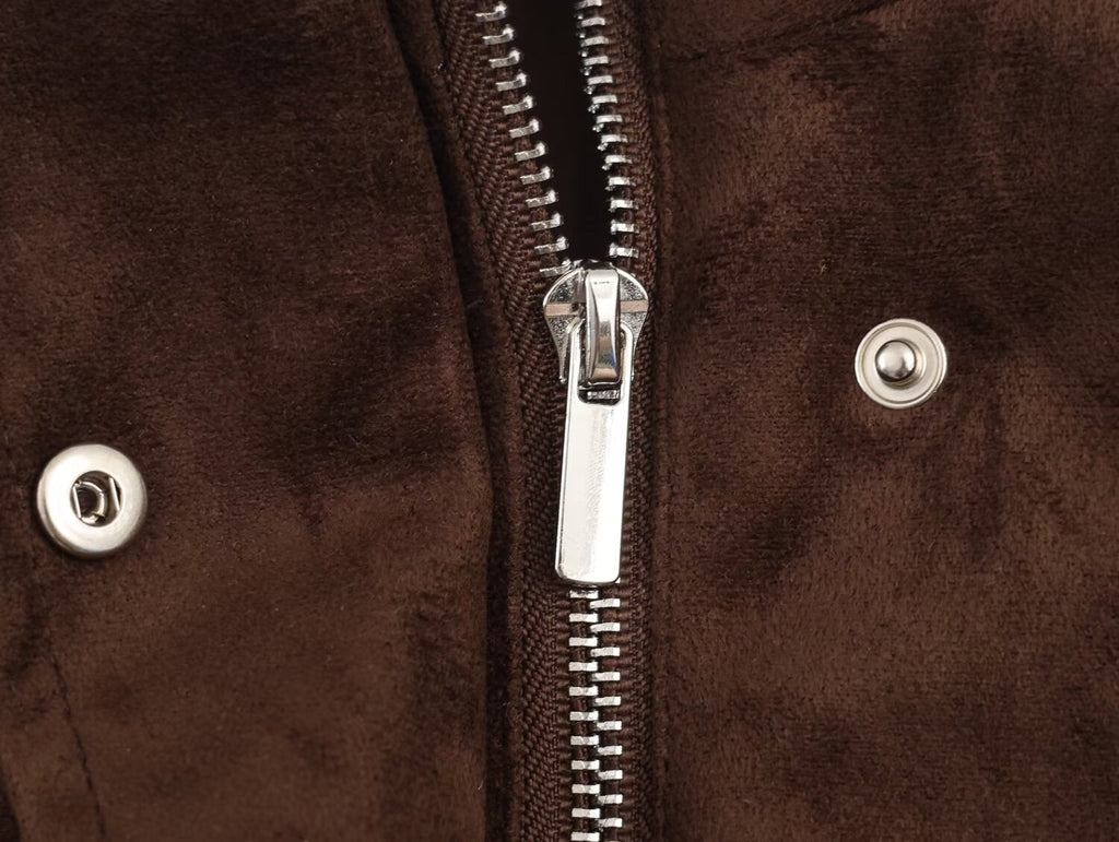 Women's standing collar Anti suede effect pilot jacket Coat