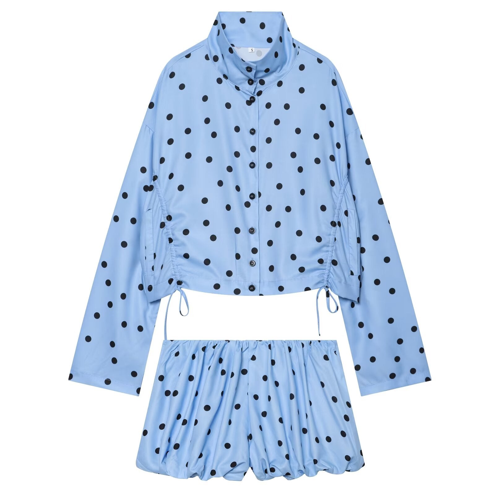 suit Women's 2 pieces lace up decorative polka dot Coat+shorts