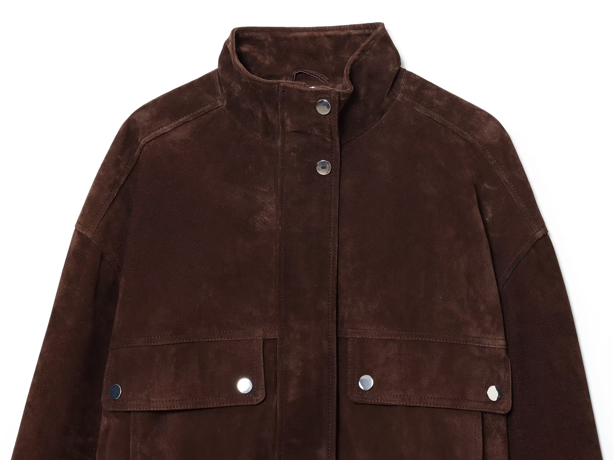 Women's new fashion anti suede effect standing collar flying jacket Coat