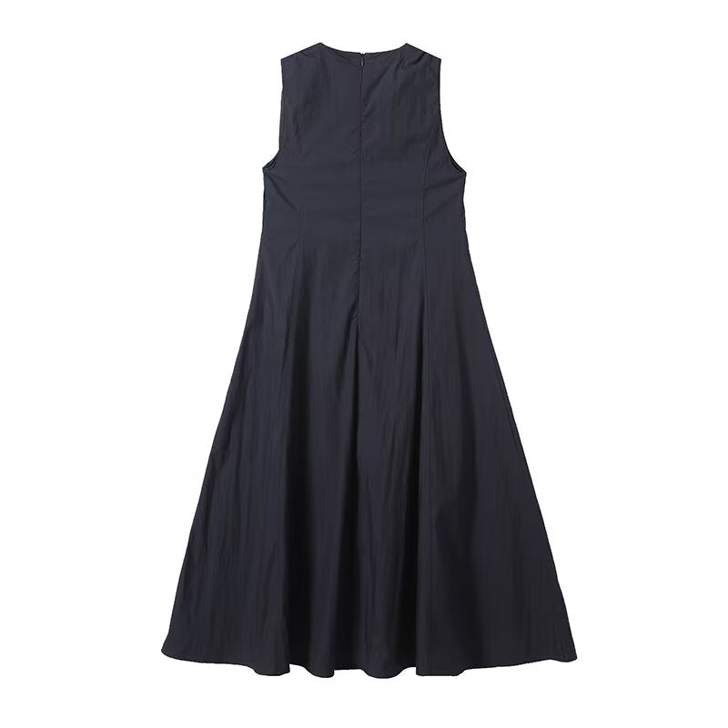 Women's adjustable shoulder strap draped MIDI dress