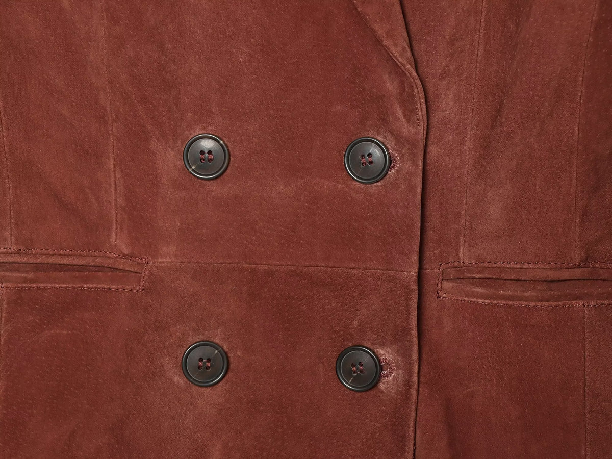 Women's slim double breasted suede Blazer Coat
