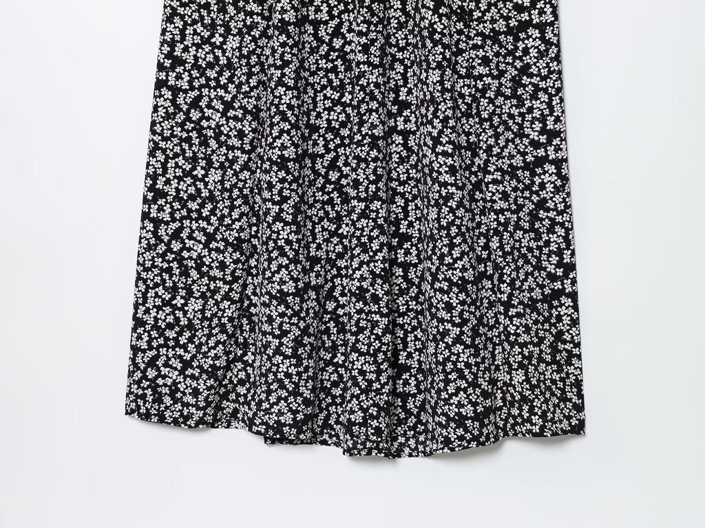 Women's New Fashion Flower Printed suspender Midi Dress