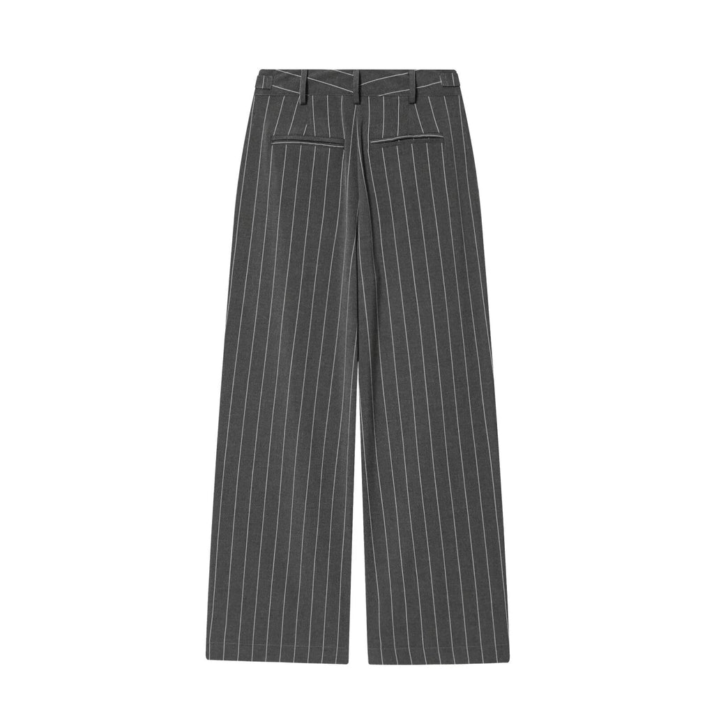 suit Women's 2 pieces wrap style lace up striped Blazer Coat +Pants