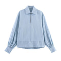 Women's new fashion long sleeved denim button up shirt+Pants suit