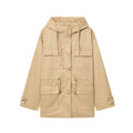 Women's 2025 new fashion multi pocket loose hooded Coat