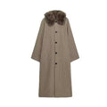 Women's double-sided wear long style faux fur effect windbreaker Coat