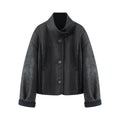 Women's casual double-sided Fur Leather jacket Coat