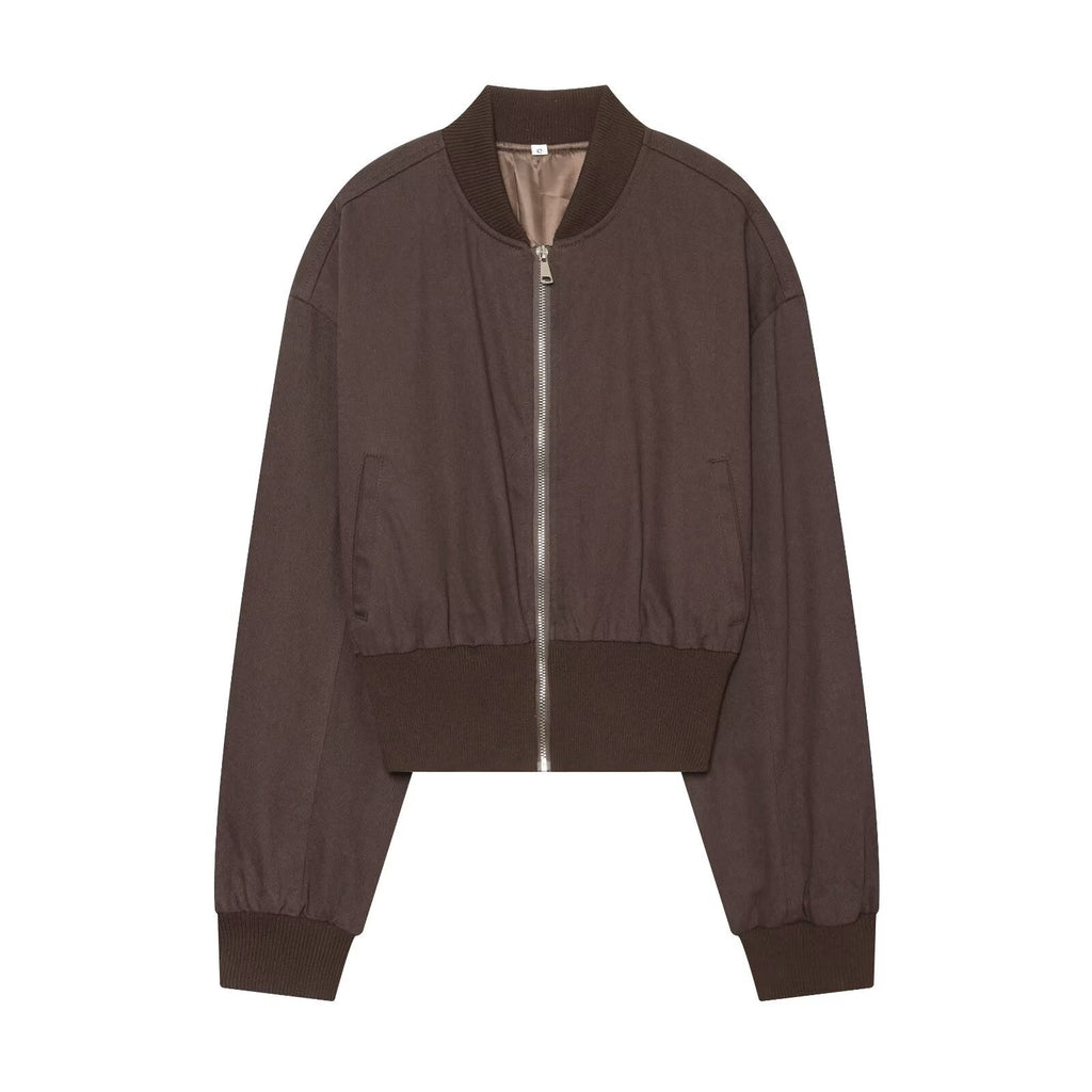Women's short standing collar pilot jacket