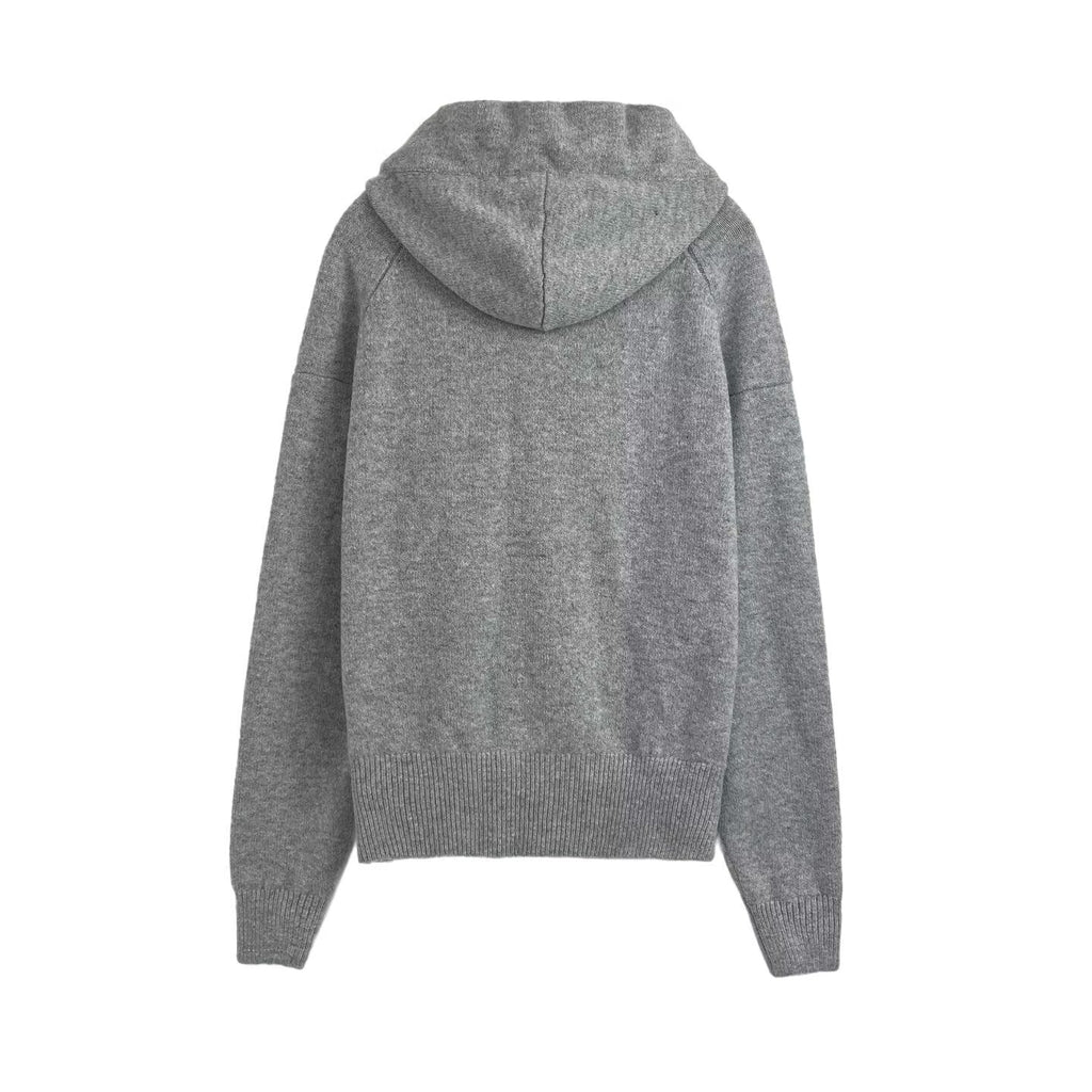 Women's bow decoration knitted hooded Coat