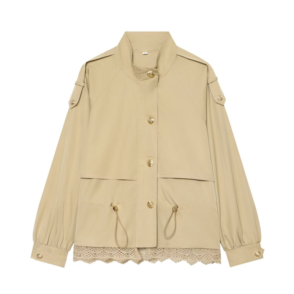 Women's casual lace patchwork workwear jacket