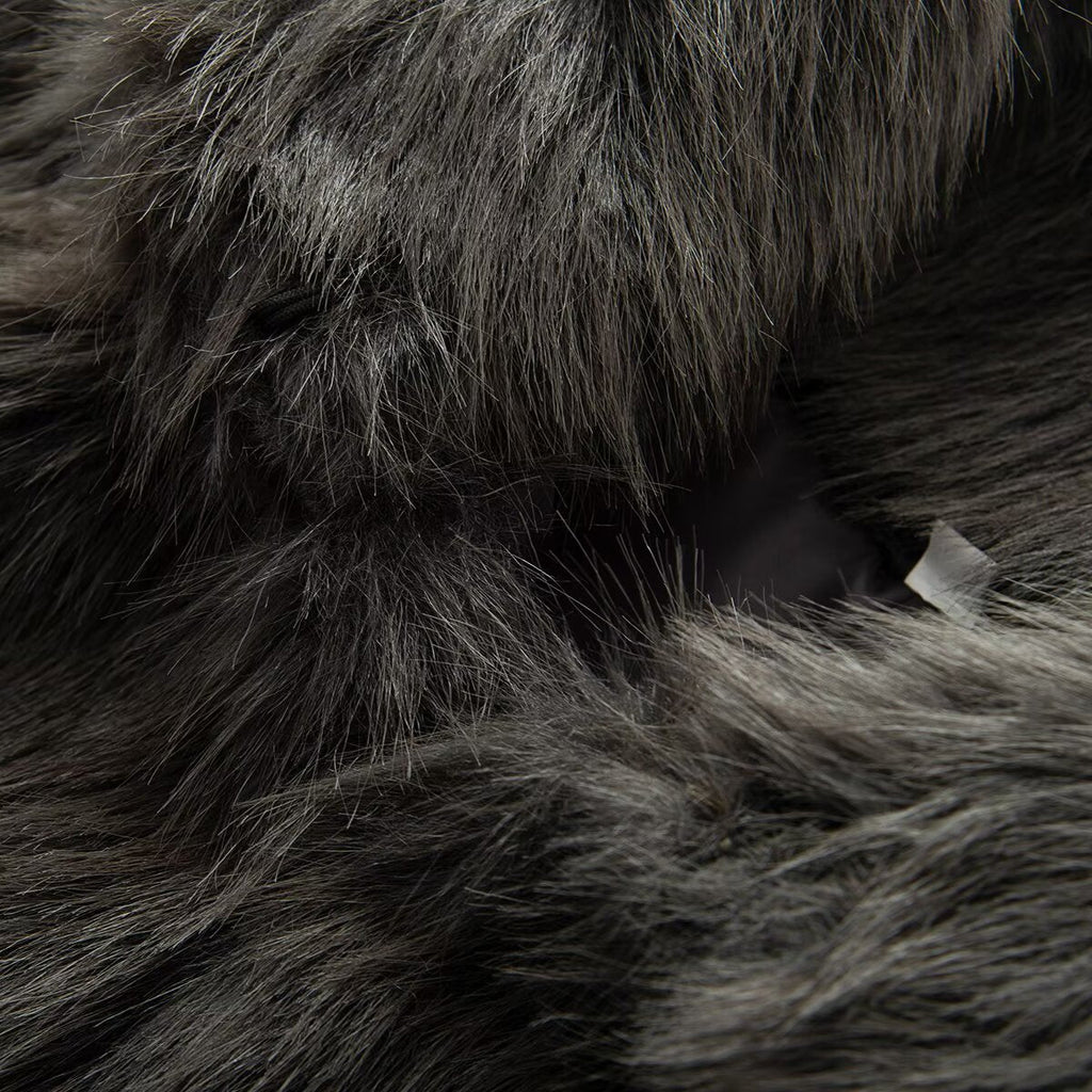 Women's short faux fur effect stand collar Coat