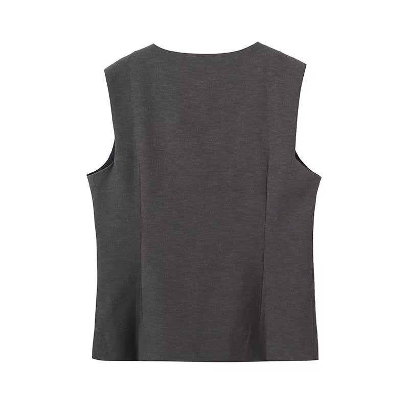 suit Women's 2 pieces double breasted linen blend vest+Shorts
