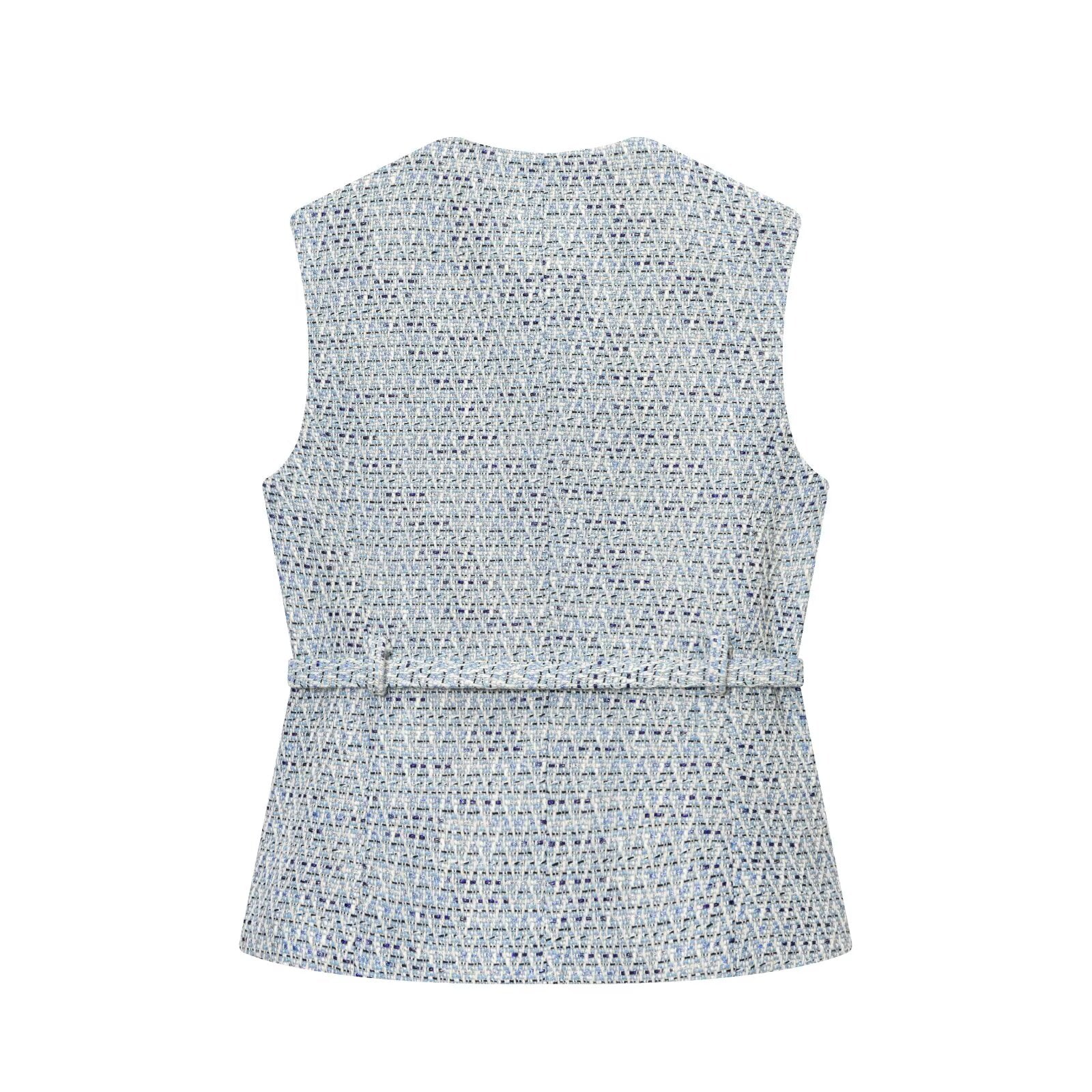 Women's with Belt bead decoration textured vest