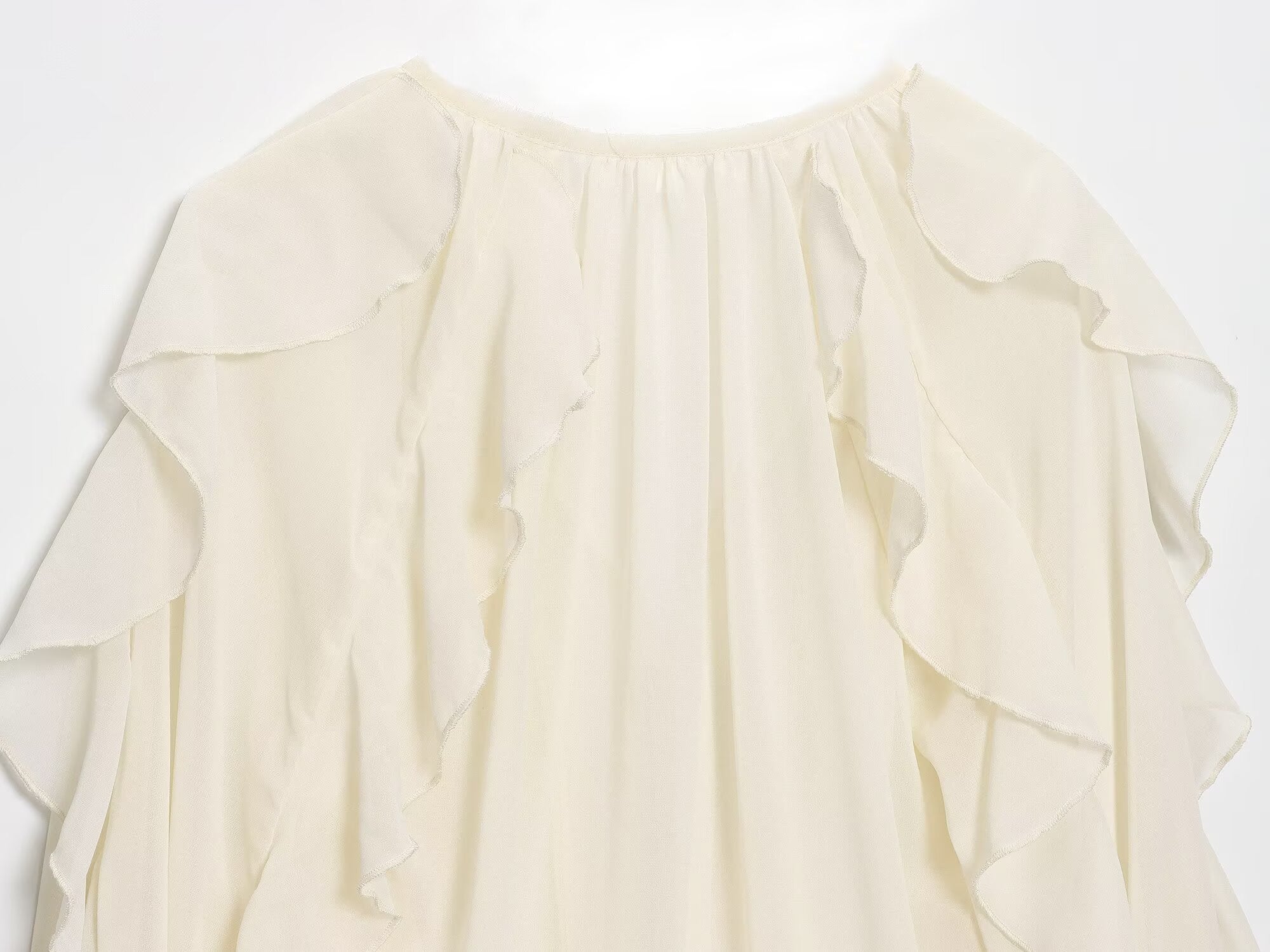 2025 Women's new fashion ruffled V-neck long sleeved shirt