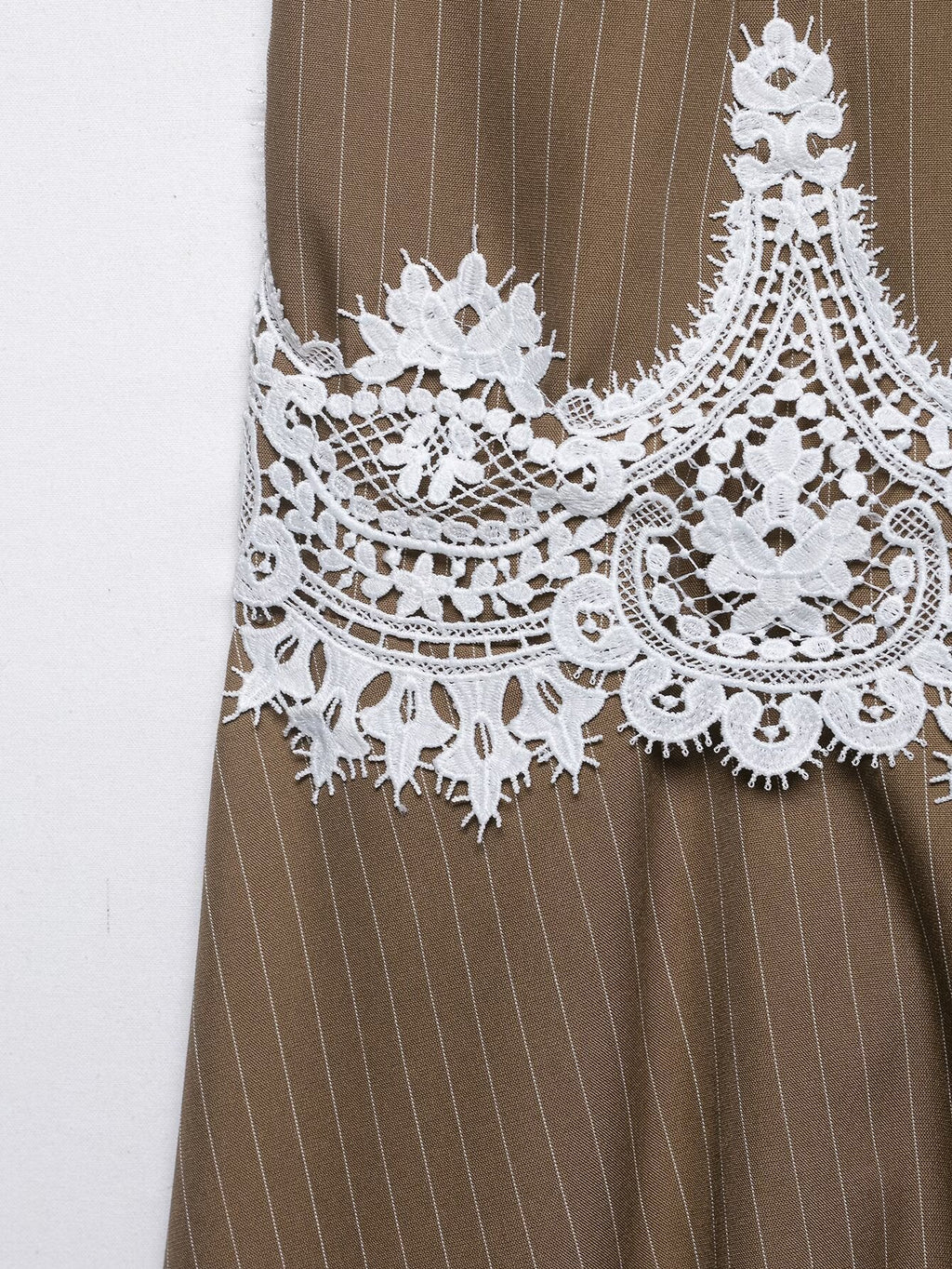 Women's lace patchwork suspender MIDI dress